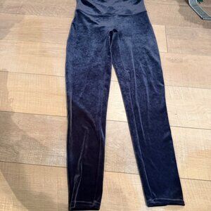 SPANX WOMENS LARGE BLUE VELVET LEGGINGS PANTS